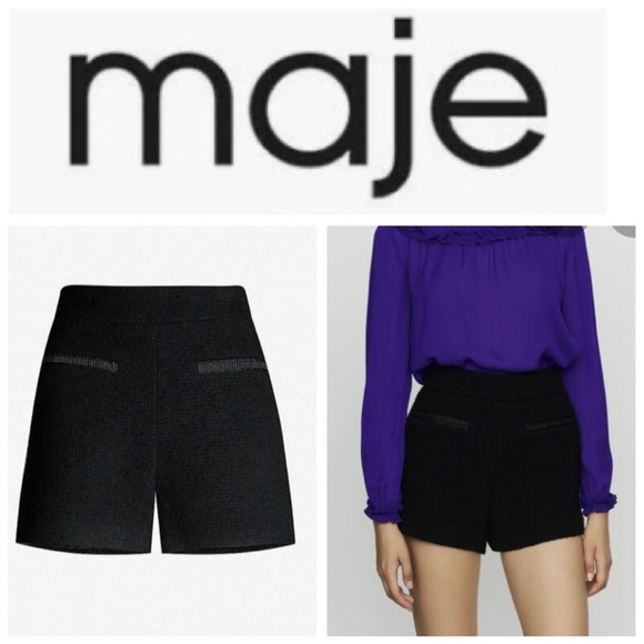 Maje Pants - Maje Ivar Tweed High Waisted Bermuda Short